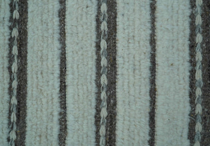 Krabi Contemporary Ivory And Brown Hand Knotted Wool Rug.