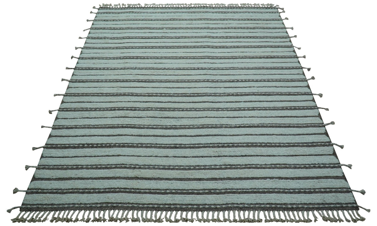 Krabi Contemporary Ivory And Brown Hand Knotted Wool Rug.