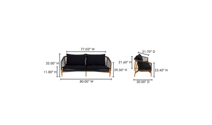 Moe's Home Collection Kuna Black Outdoor Sofa Kuna Black Outdoor Sofa