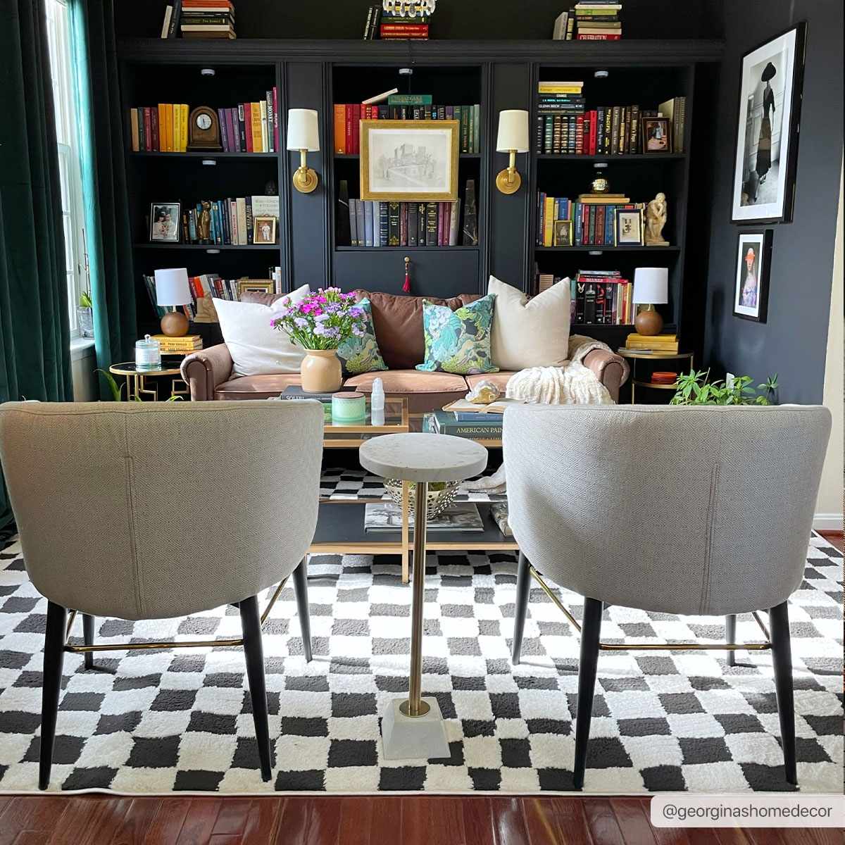 Lajos Black & White Checkered Plush Rug.