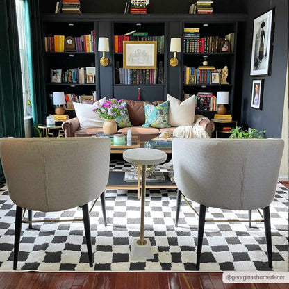 Lajos Black & White Checkered Plush Rug.