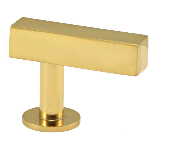 Lew's Square Bar Cabinet Knobs and Pulls in Polished Brass.