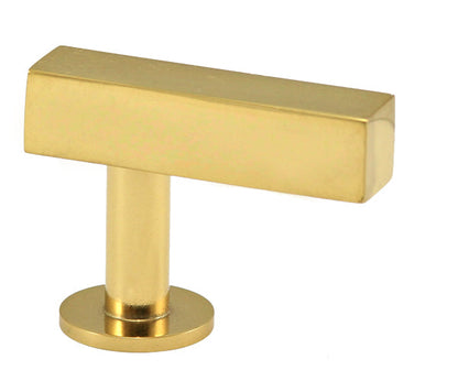 Lew's Square Bar Cabinet Knobs and Pulls in Polished Brass.