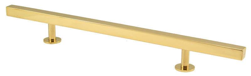 Lew's Square Bar Cabinet Knobs and Pulls in Polished Brass.