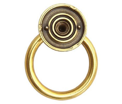 Plain Antique Brass "Capri" Ring Drawer Pulls.