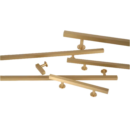 Lew's Square Bar Cabinet Knobs and Handles in Brushed Brass.
