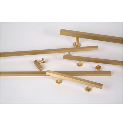 Lew's Square Bar Cabinet Knobs and Handles in Brushed Brass.