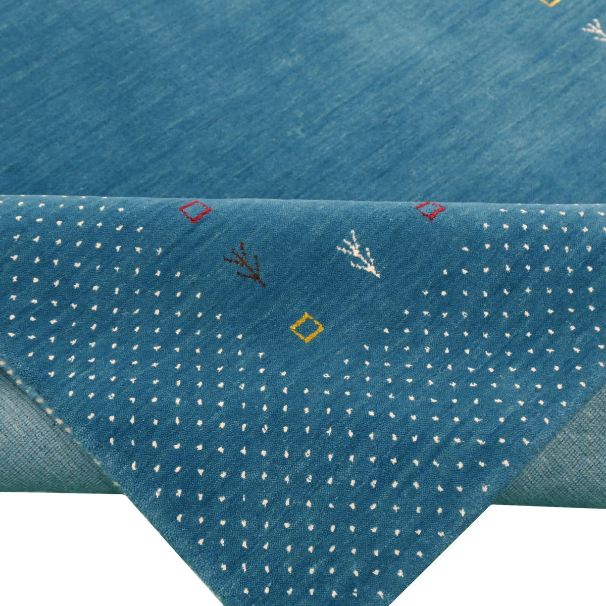 Light Blue Contemporary Gabbeh Border Design Hand Loomed Wool Area Rug.