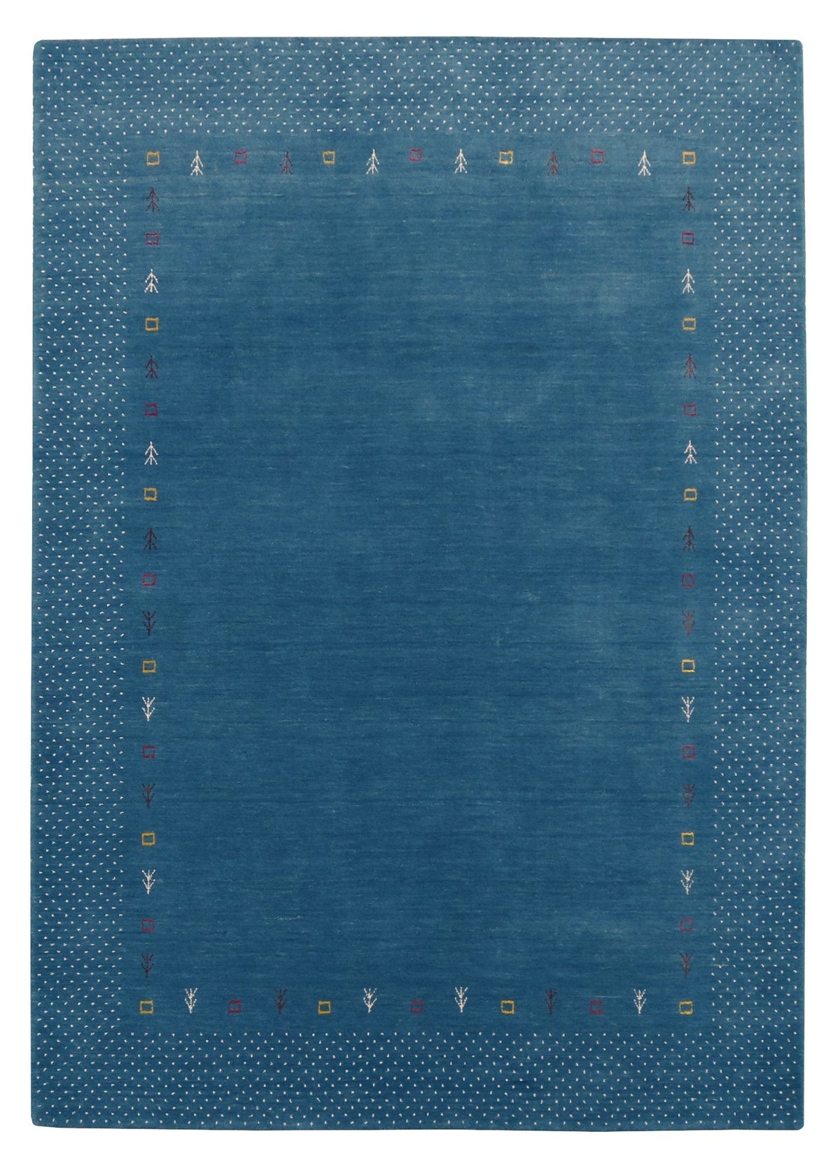 Light Blue Contemporary Gabbeh Border Design Hand Loomed Wool Area Rug.