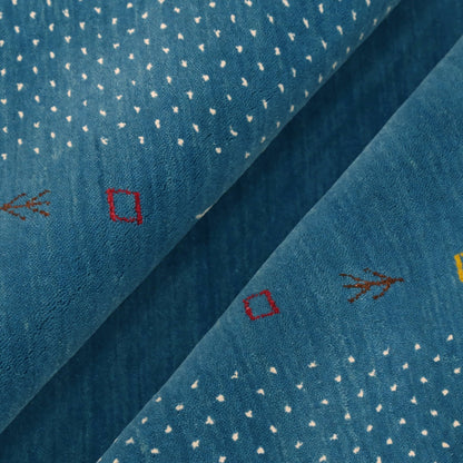 Light Blue Contemporary Gabbeh Border Design Hand Loomed Wool Area Rug.