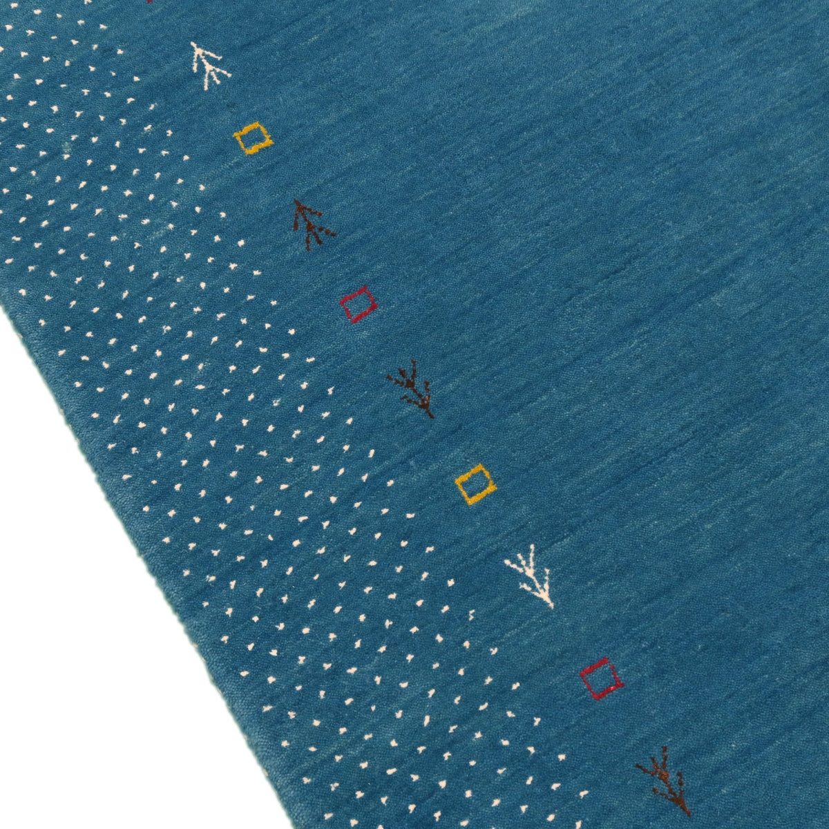 Light Blue Contemporary Gabbeh Border Design Hand Loomed Wool Area Rug.