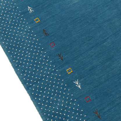 Light Blue Contemporary Gabbeh Border Design Hand Loomed Wool Area Rug.
