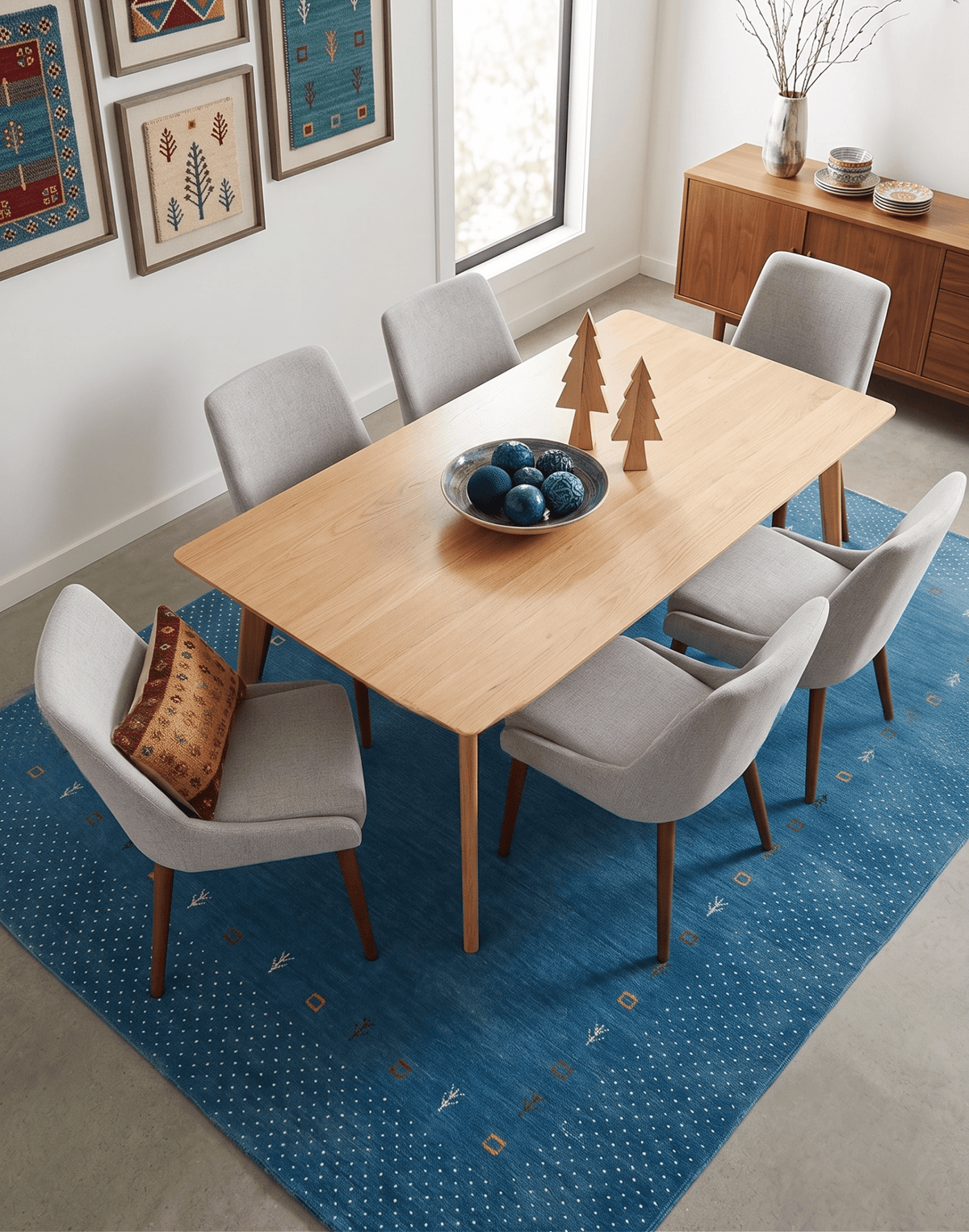 Light Blue Contemporary Gabbeh Border Design Hand Loomed Wool Area Rug.
