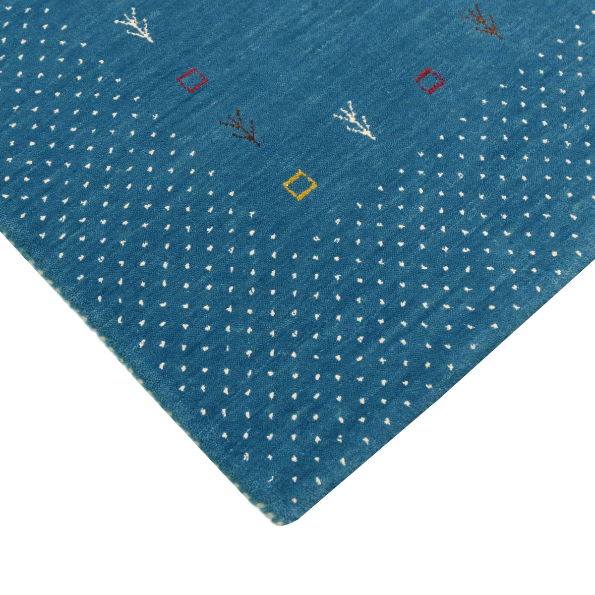 Light Blue Contemporary Gabbeh Border Design Hand Loomed Wool Area Rug.