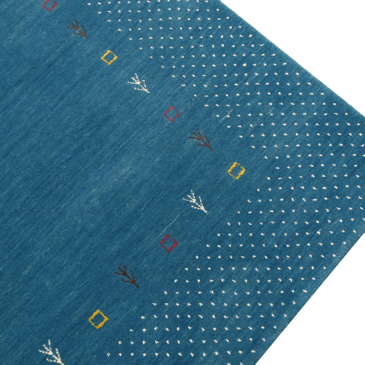 Light Blue Contemporary Gabbeh Border Design Hand Loomed Wool Area Rug.