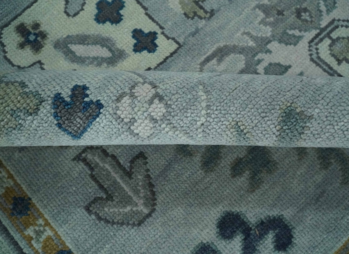 Light Blue Hand knotted Traditional Oushak Multi Size wool Area Rug.