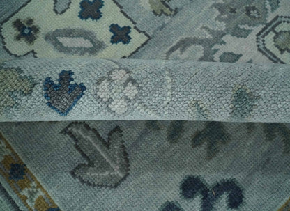 Light Blue Hand knotted Traditional Oushak Multi Size wool Area Rug.