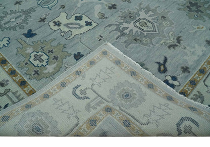 Light Blue Hand knotted Traditional Oushak Multi Size wool Area Rug.