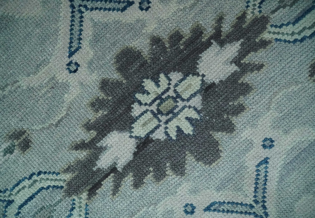 Light Blue Hand knotted Traditional Oushak Multi Size wool Area Rug.