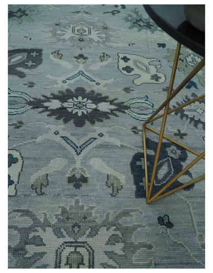 Light Blue Hand knotted Traditional Oushak Multi Size wool Area Rug.