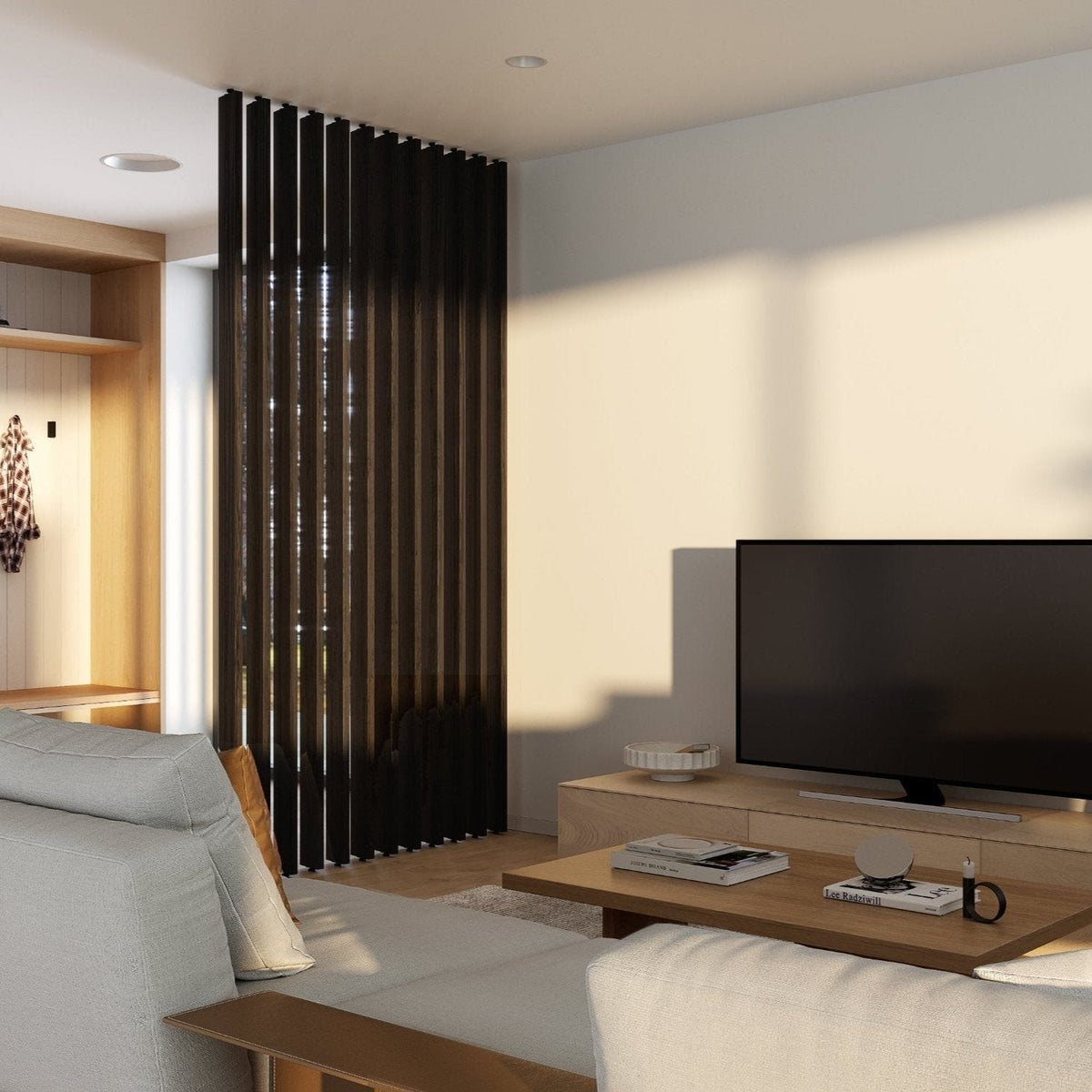 Wood Slat Room Divider.