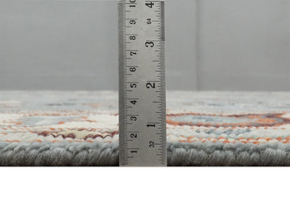 Hand Knotted Gray and Ivory Traditional Oriental Oushak Custom Made Wool Area Rug.