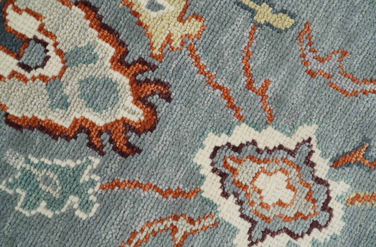 Hand Knotted Gray and Ivory Traditional Oriental Oushak Custom Made Wool Area Rug.
