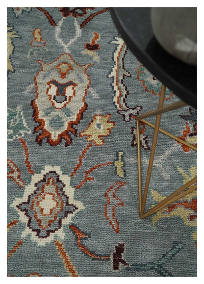 Hand Knotted Gray and Ivory Traditional Oriental Oushak Custom Made Wool Area Rug.