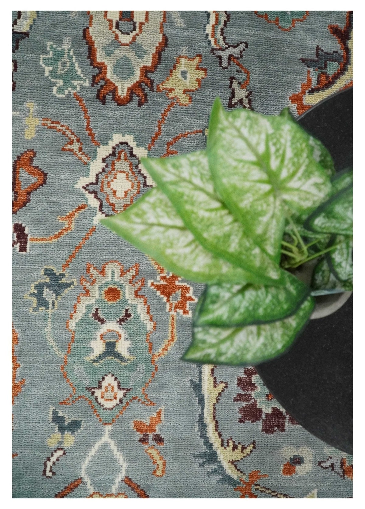 Hand Knotted Gray and Ivory Traditional Oriental Oushak Custom Made Wool Area Rug.