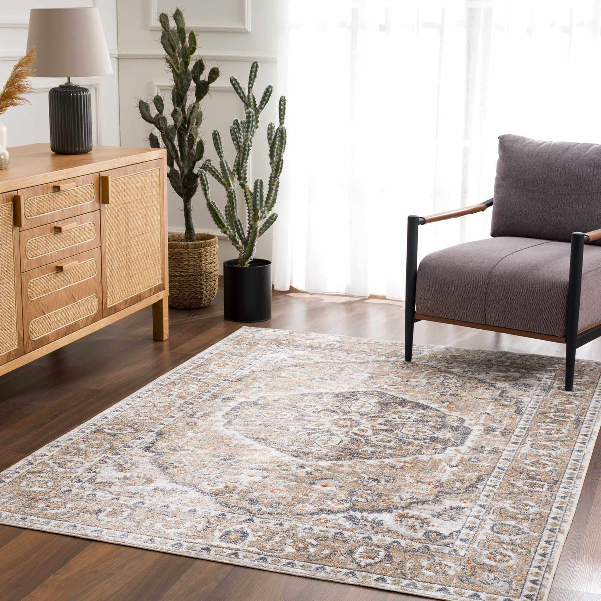 Hiti Beige Flat Pile Washable Rug
