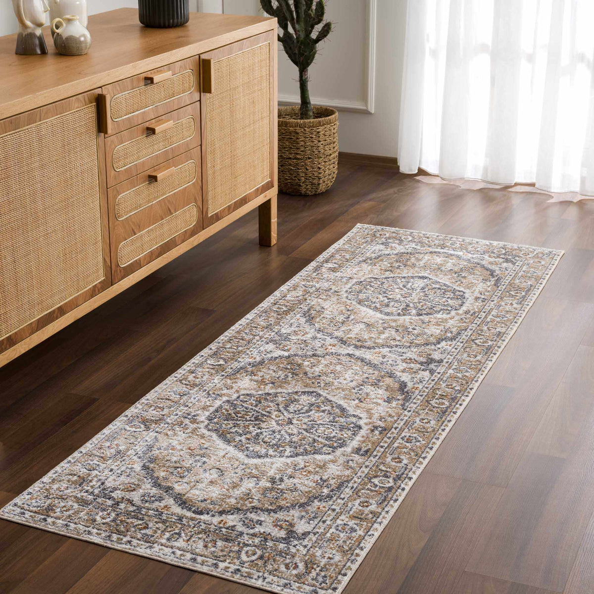 Hiti Beige Flat Pile Washable Rug