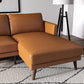 Ashcroft Furniture Co Lore Mid-Century Modern L-Shaped Genuine Leather Sectional in Tan