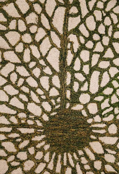 Lotus Lace Green Hand Tufted Wool Area Rug.