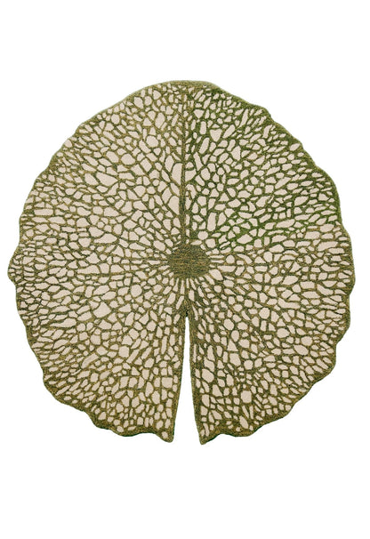 Lotus Lace Green Hand Tufted Wool Area Rug.