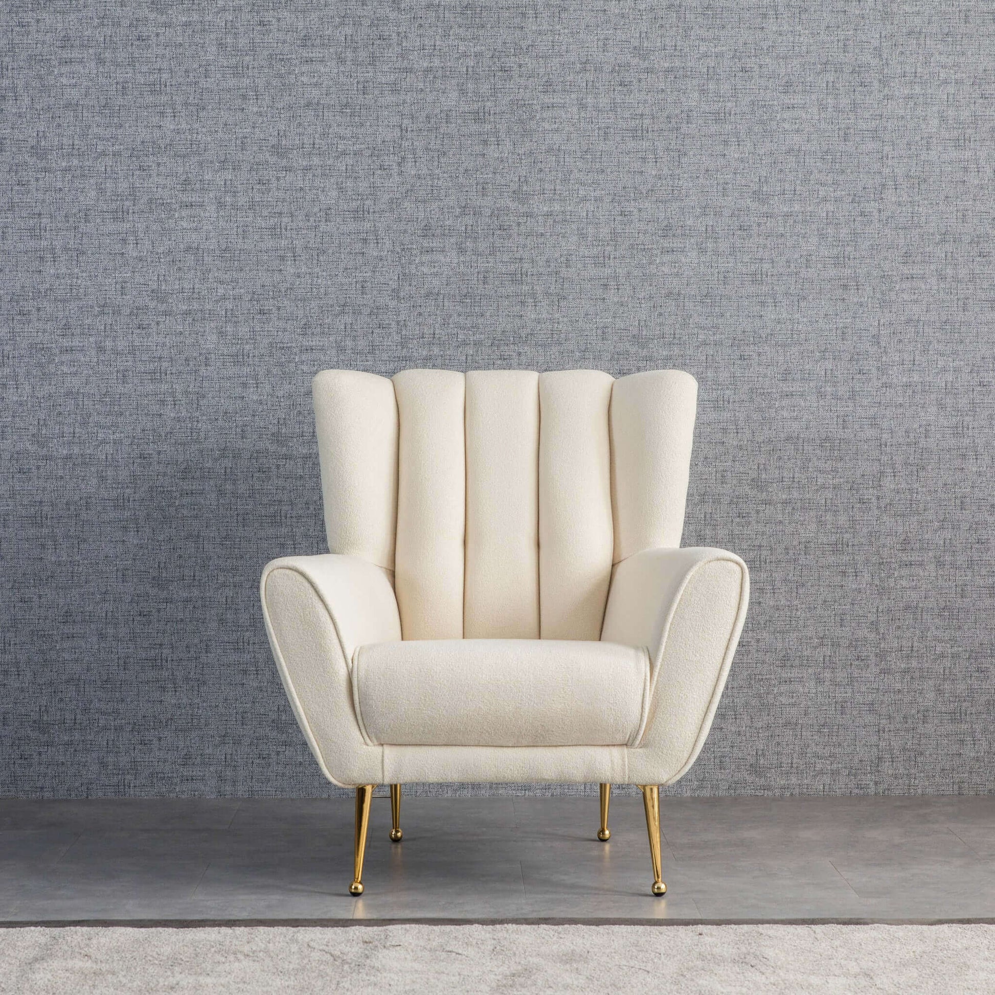 Ashcroft Furniture Co Lounge Chairs Gianna Mid-Century Modern Tufted French Boucle Armchair