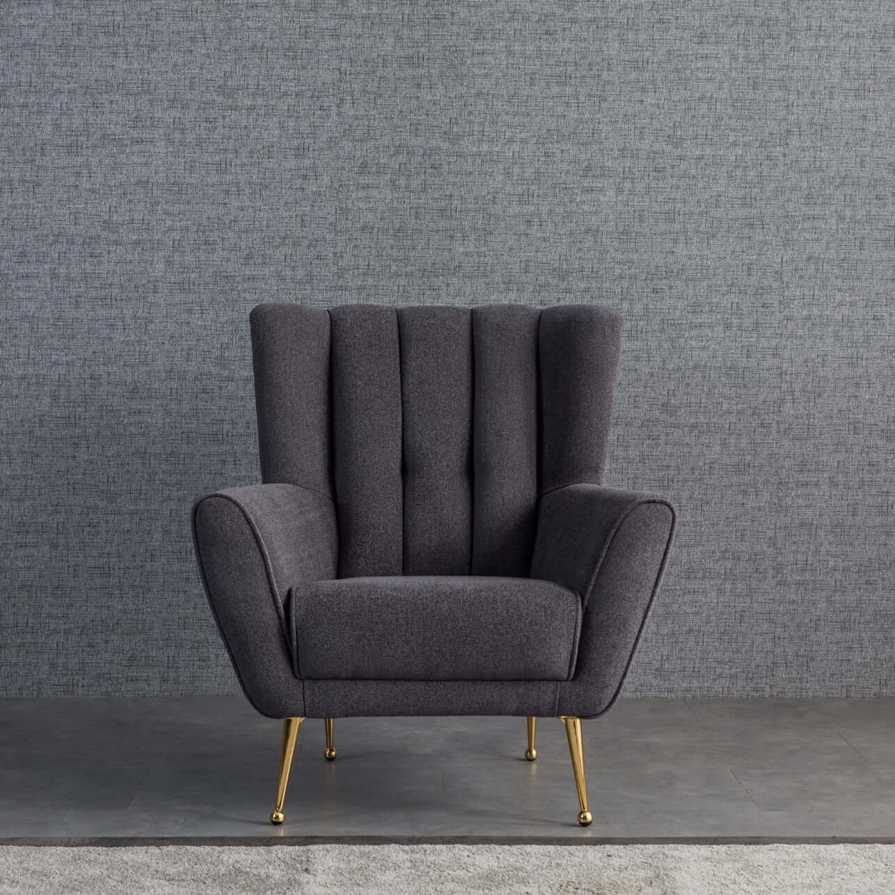 Ashcroft Furniture Co Lounge Chairs Dark Grey Gianna Mid-Century Modern Tufted French Boucle Armchair