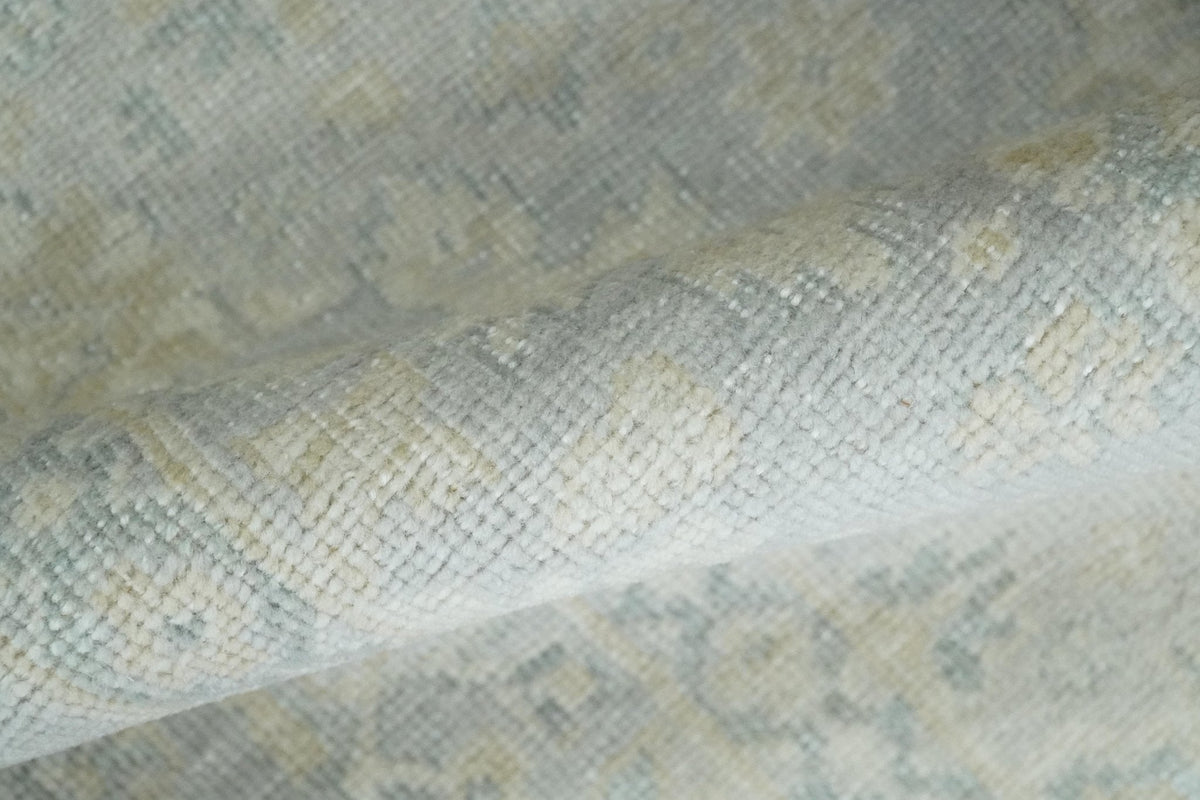 2x3 Hand Knotted Gray And Beige Traditional Oushak Wool Rug.