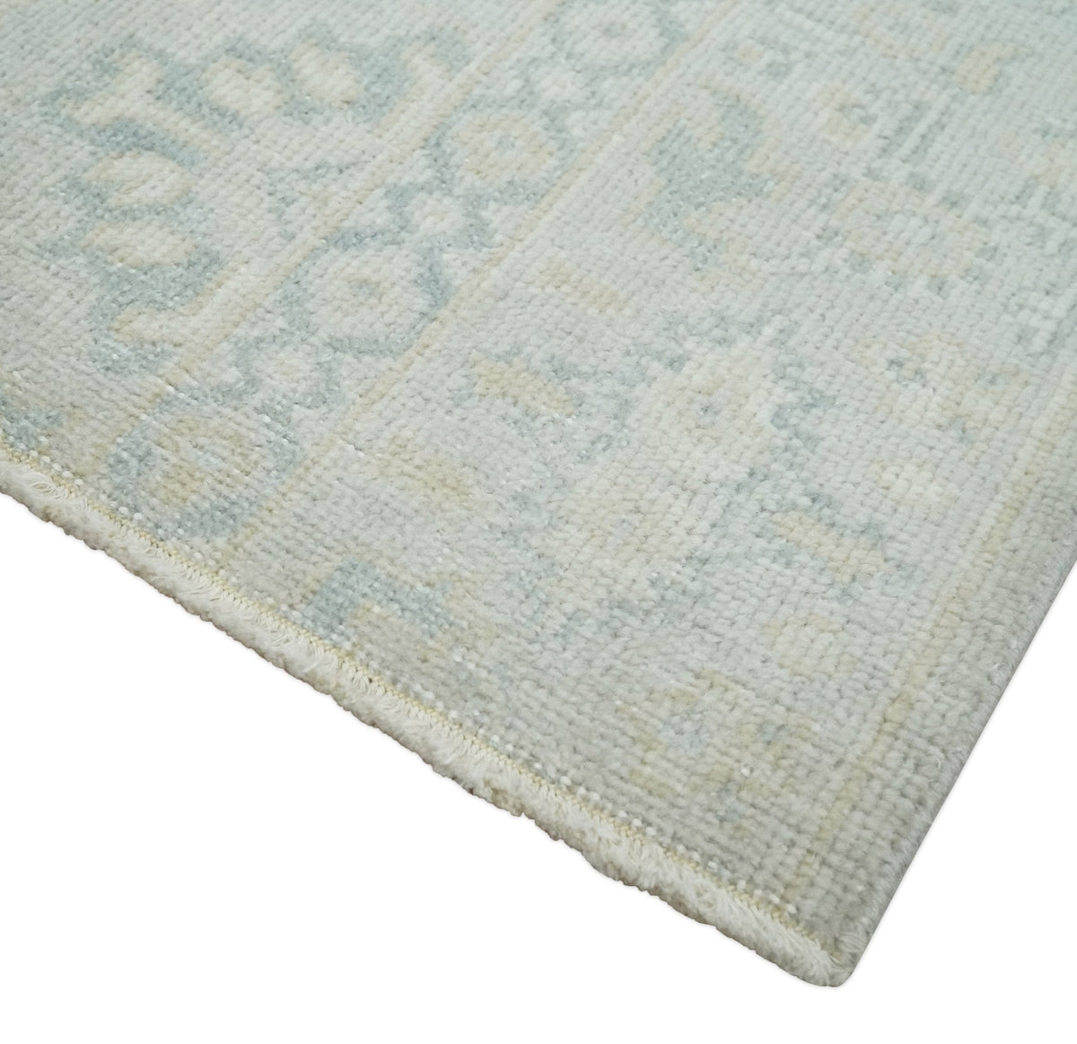 2x3 Hand Knotted Gray And Beige Traditional Oushak Wool Rug.