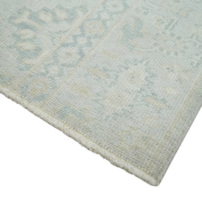 2x3 Hand Knotted Gray And Beige Traditional Oushak Wool Rug.