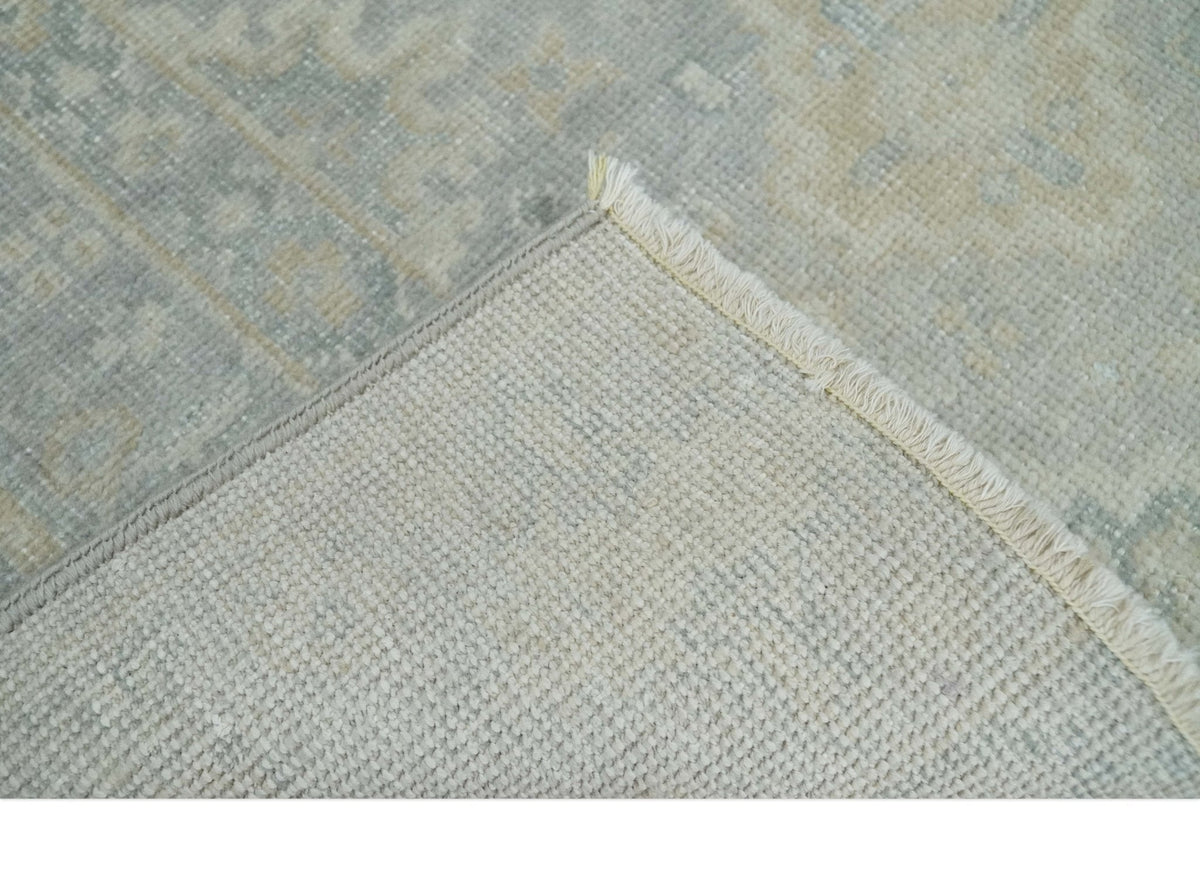 2x3 Hand Knotted Gray And Beige Traditional Oushak Wool Rug.