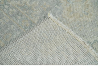 2x3 Hand Knotted Gray And Beige Traditional Oushak Wool Rug.