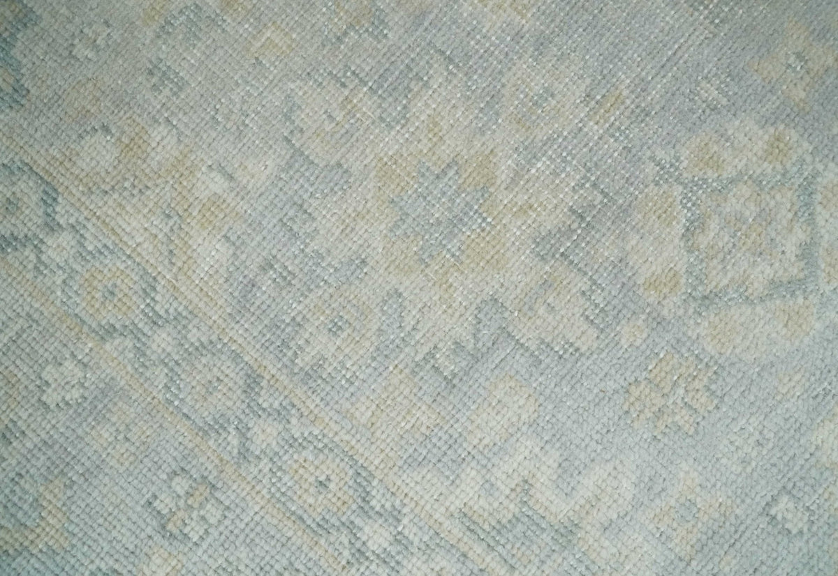 2x3 Hand Knotted Gray And Beige Traditional Oushak Wool Rug.