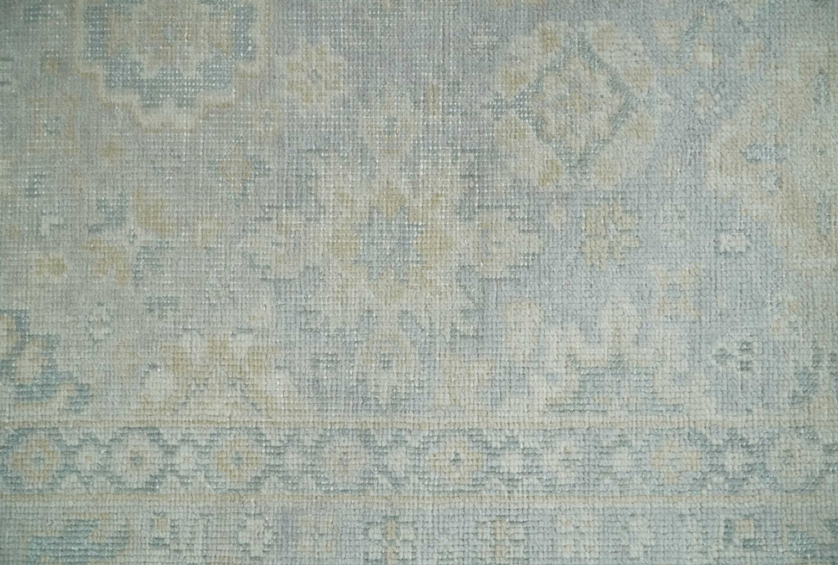 2x3 Hand Knotted Gray And Beige Traditional Oushak Wool Rug.