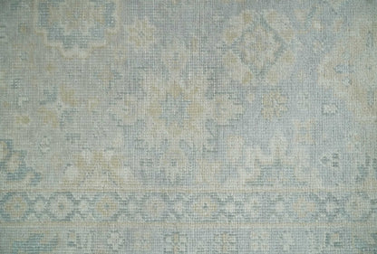 2x3 Hand Knotted Gray And Beige Traditional Oushak Wool Rug.