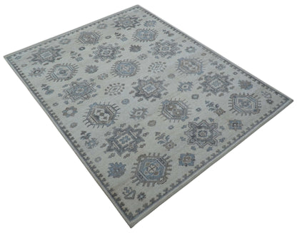 Luxe Custom Made Turkish Ivory Hand knotted Wool And Linen Blend Rug.