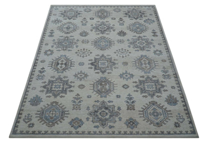 Luxe Custom Made Turkish Ivory Hand knotted Wool And Linen Blend Rug.