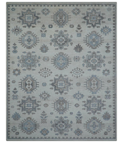 Luxe Custom Made Turkish Ivory Hand knotted Wool And Linen Blend Rug.