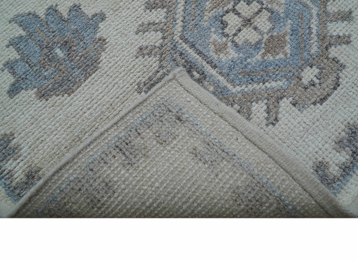 Luxe Custom Made Turkish Ivory Hand knotted Wool And Linen Blend Rug.