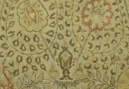 Traditional Style Gold Hand Tufted Wool Area Rug.