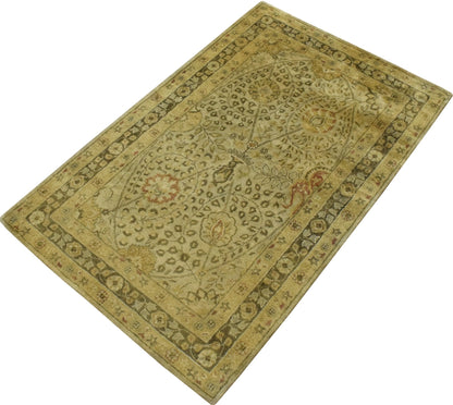Traditional Style Gold Hand Tufted Wool Area Rug.
